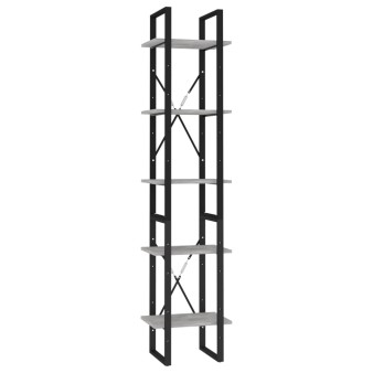 5 szintes betonszürke szerelt fa könyvszekrény 40 x 30 x 175 cm
