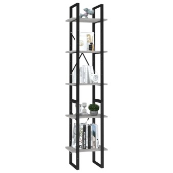 5 szintes betonszürke szerelt fa könyvszekrény 40 x 30 x 175 cm