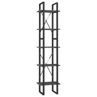 Ötszintes szürke fenyőfa könyvszekrény 40 x 30 x 175 cm