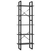 5 szintes szürke szerelt fa könyvszekrény 60 x 30 x 175 cm