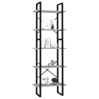 5 szintes betonszürke szerelt fa könyvszekrény 60 x 30 x 175 cm