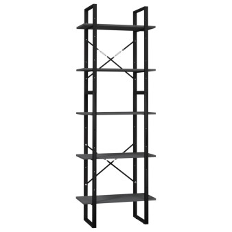 Ötszintes szürke fenyőfa könyvszekrény 60 x 30 x 175 cm