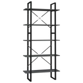 5 szintes szürke szerelt fa könyvszekrény 80 x 30 x 175 cm 5 szintes szürke szerelt fa könyvszekrény 80 x 30 x 175 cm