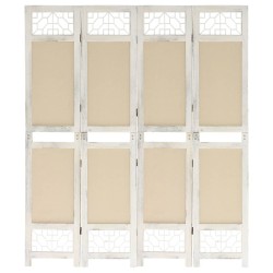 338559 4-panel room divider cream 140x165 cm fabric