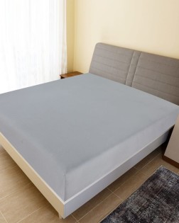 Szürke pamutdzsörzé gumis lepedő 160 x 200 cm