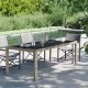Szürke polyrattan és edzett üveg kerti asztal 190 x 90 x 75 cm