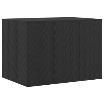 Fekete polyrattan kerti párnatartó doboz 145 x 100 x 103 cm