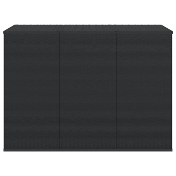 Fekete polyrattan kerti párnatartó doboz 145 x 100 x 103 cm
