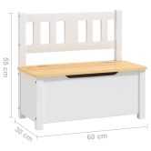 Fehér-bézs mdf gyermek tárolópad 60 x 30 x 55 cm