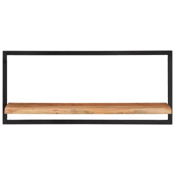 2 darab tömör akácfa és acél falipolc 80 x 25 x 35 cm