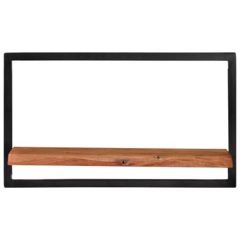 2 darab tömör akácfa és acél falipolc 60 x 25 x 35 cm