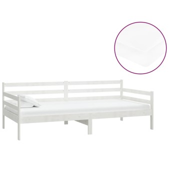 Fehér tömör fenyőfa dívány matraccal 90 x 200 cm