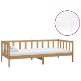 Mézbarna tömör fenyőfa dívány matraccal 90 x 200 cm