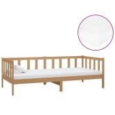 Mézbarna tömör fenyőfa dívány matraccal 90 x 200 cm
