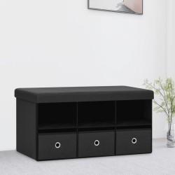 Fekete összecsukható művászon tárolópad 76x38x38 cm