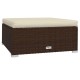 Barna polyrattan kerti lábtartó párnával 70 x 70 x 30 cm