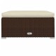 Barna polyrattan kerti lábtartó párnával 70 x 70 x 30 cm