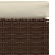 Barna polyrattan kerti lábtartó párnával 70 x 70 x 30 cm