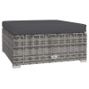Szürke polyrattan kerti lábtartó párnával 70 x 70 x 30 cm