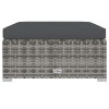 Szürke polyrattan kerti lábtartó párnával 70 x 70 x 30 cm
