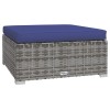 Szürke polyrattan kerti lábtartó párnával 70 x 70 x 30 cm