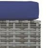 Szürke polyrattan kerti lábtartó párnával 70 x 70 x 30 cm