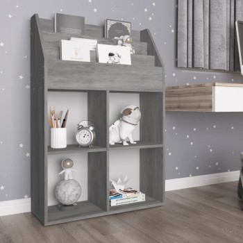 Betonszürke szerelt fa gyerek újságtartó 71 x 30 x 114 cm