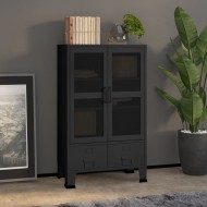 Fekete fém ipari tárolószekrény 70 x 40 x 115 cm