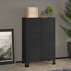 Fekete fém ipari irattartó szekrény 75 x 40 x 115 cm