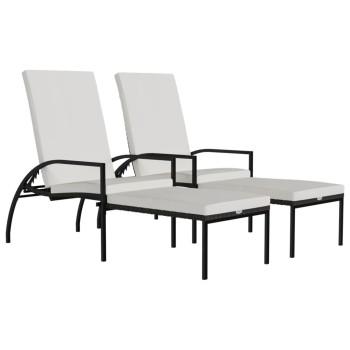 2 db barna polyrattan napozóágy lábtartóval