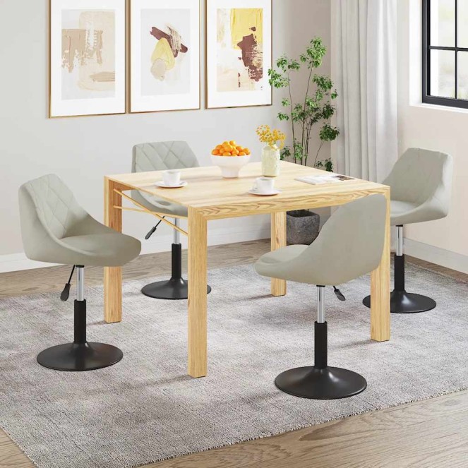 4 db krémszínű bársony forgó étkezőszék