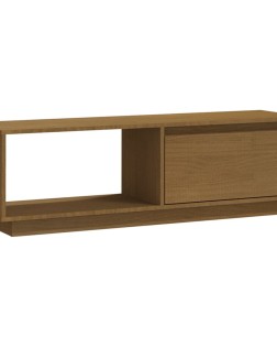 Mézbarna tömör fenyőfa tv-szekrény 110 x 30 x 33,5 cm