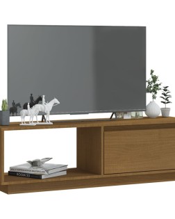 Mézbarna tömör fenyőfa tv-szekrény 110 x 30 x 33,5 cm