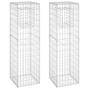 2 db vas gabionkosaras oszlop 40 x 40 x 140 cm