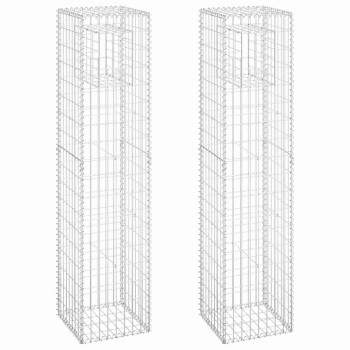 2 db vas gabionkosaras oszlop 40 x 40 x 180 cm