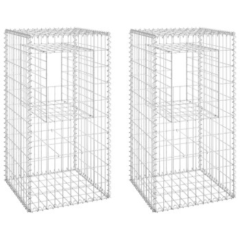 2 db vas gabionkosaras oszlop 50 x 50 x 100 cm