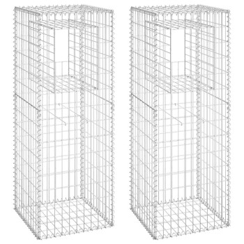 2 db vas gabionkosaras oszlop 50 x 50 x 140 cm