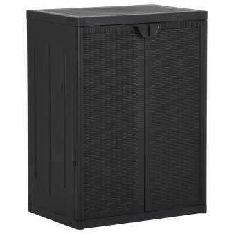 Fekete pp rattan kerti tárolószekrény 65 x 45 x 88 cm
