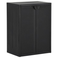 Fekete pp rattan kerti tárolószekrény 65 x 45 x 88 cm