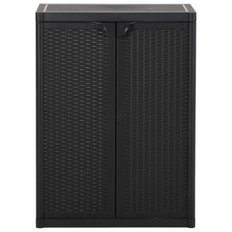 Fekete pp rattan kerti tárolószekrény 65 x 45 x 88 cm