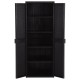 Fekete pp rattan kerti tárolószekrény 65 x 45 x 172 cm