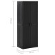 Fekete pp rattan kerti tárolószekrény 65 x 45 x 172 cm