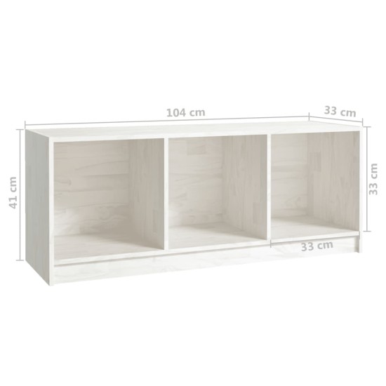 Fehér tömör fenyőfa tv-szekrény 104 x 33 x 41 cm