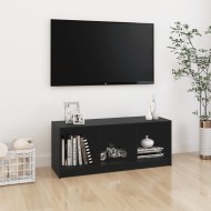 Fekete tömör fenyőfa tv-szekrény 104 x 33 x 41 cm