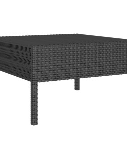 6 részes fekete polyrattan kerti bútorszett párnákkal