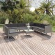 11 részes szürke polyrattan kerti ülőgarnitúra párnákkal