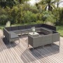 14 részes szürke polyrattan kerti ülőgarnitúra párnákkal