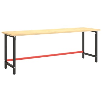 Matt fekete-vörös fém munkapadváz 220 x 57 x 79 cm