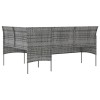 Szürke polyrattan l-alakú kanapé párnákkal