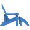 Vízkék hdpe kerti adirondack szék lábtartóval